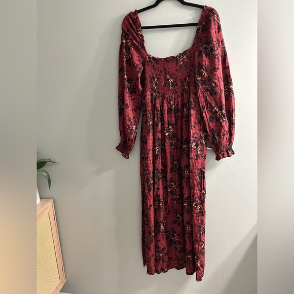 Free People Women's Jaymes Midi Dress floral full sleeve puff - Picture 7 of 8